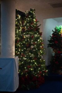 Image of a Christmas tree inside of St. Demetrius Church (Christmas Eve 2023).
